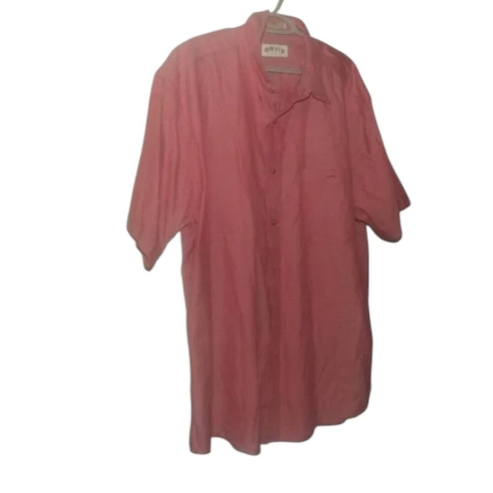 Orvis Shirt Mens XL  Salmon Pink Preppy Stretch Anglers Performance Golf Polo